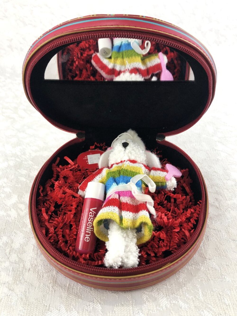 Spa Gift Set CHIC Travel Case Organizer + Poodle Ornament + Vaseline Tube NWT